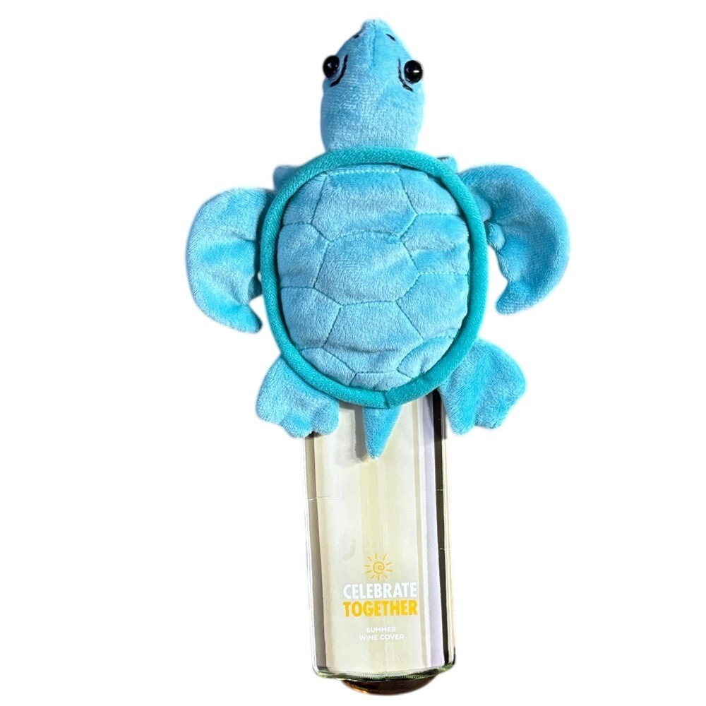 Celebrate Together Blue Turtle Plush Wine Bottle Cover GIFT NEW